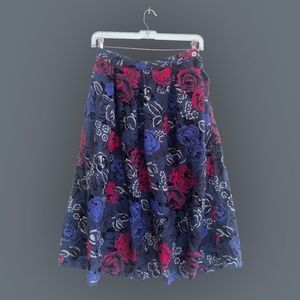 Vintage, Floral, Grey and Purple Wrap Skirt